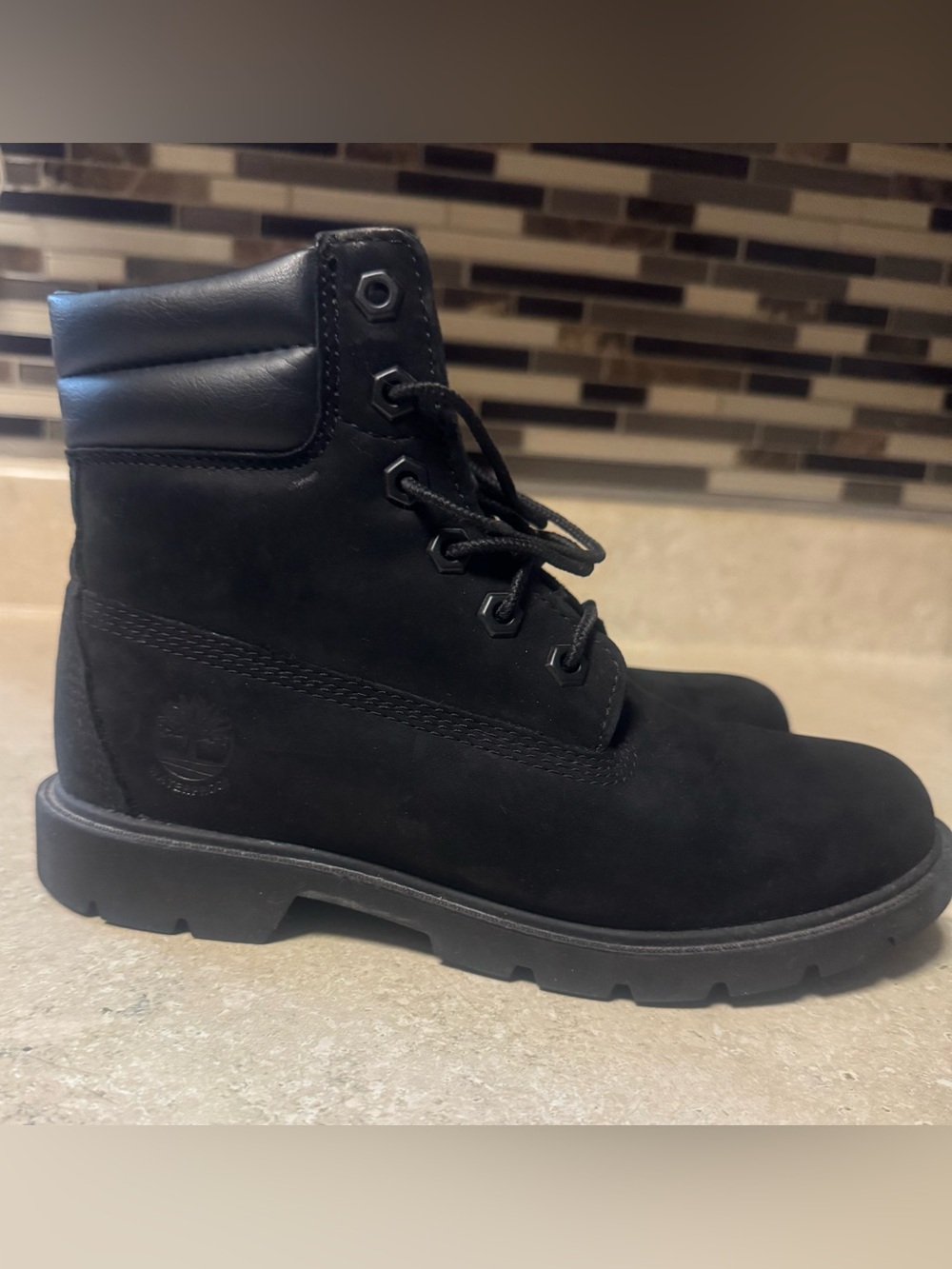 Women’s black Timberland boots. Size 6